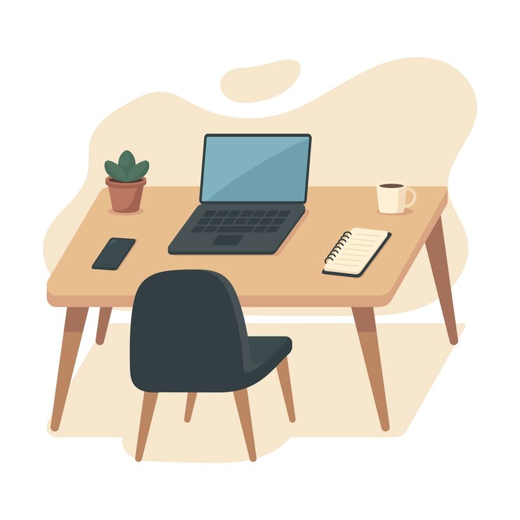 Free Vector home office desk setup modern minimal style