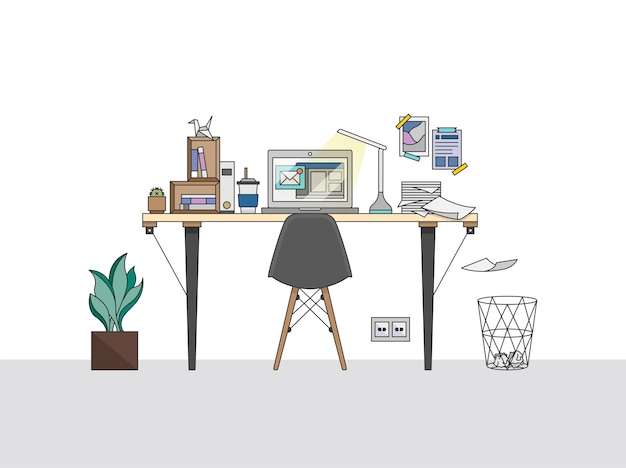 Free vector home office workspace illustration