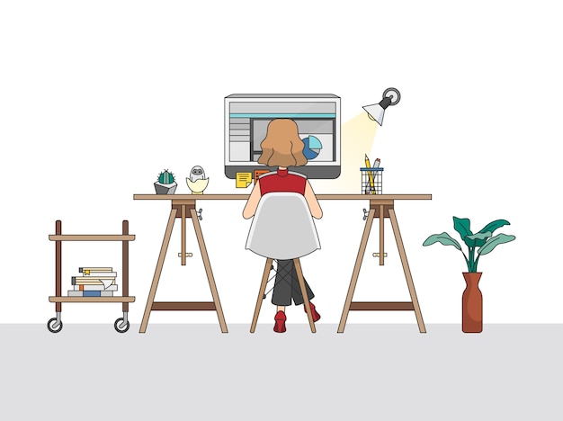 Home office workspace illustration