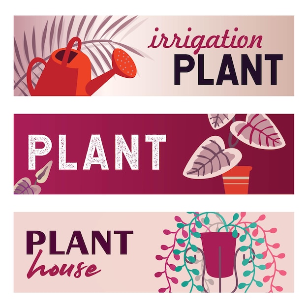 Free vector home plants banners set