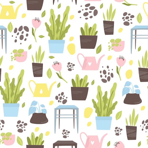 Free vector home plants pattern