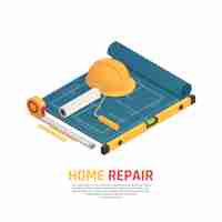 Free vector home renovation isometric template