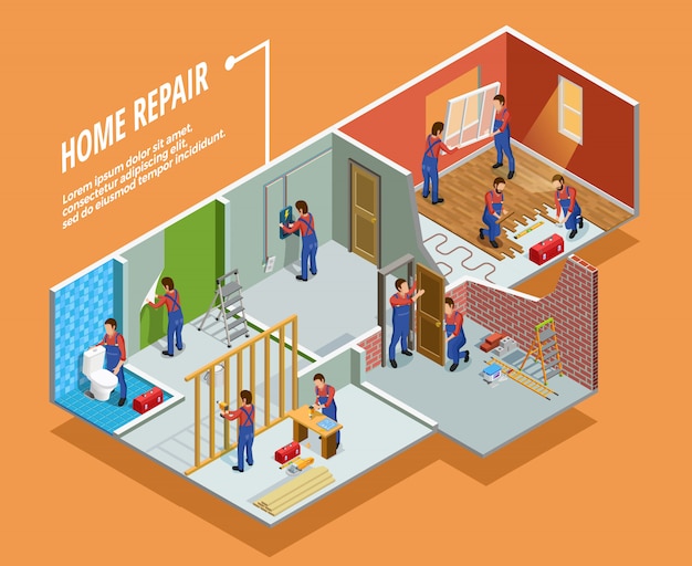 Free vector home repair isometric template