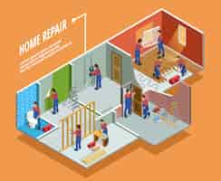 Free vector home repair isometric template