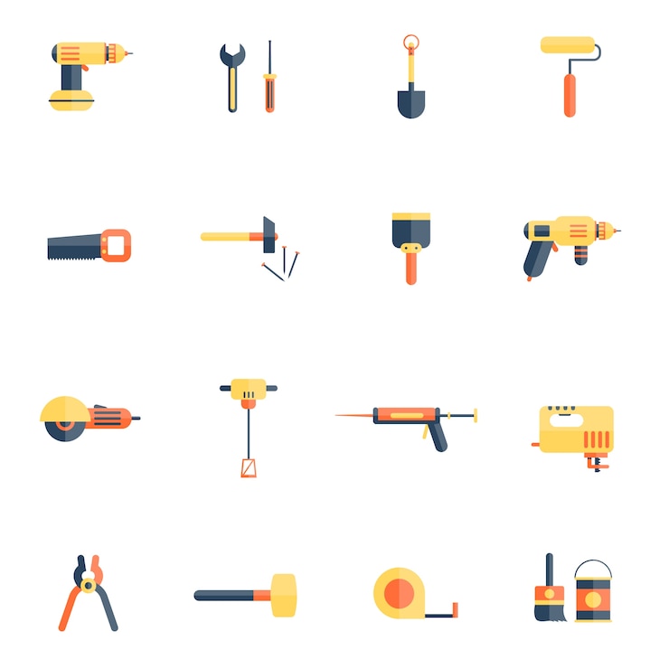Free Vector home repair tools icon flat