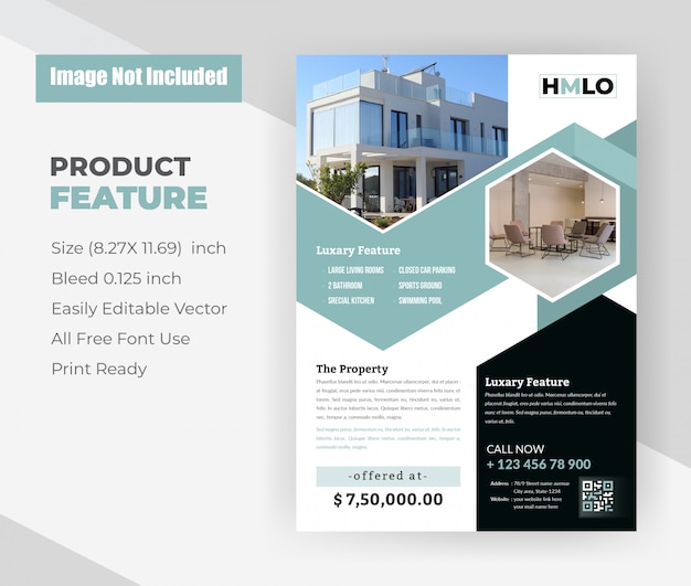 Free vector home for sale real estate flyer template