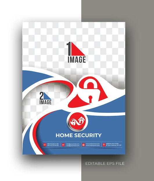 Home security front amp back flyer poster template design