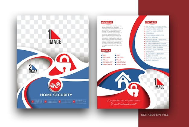 Home Security Front Back Flyer Poster Template Design