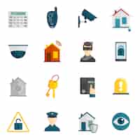 Free vector home security icon flat
