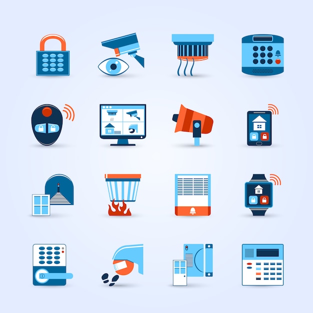 Free vector home security icons set