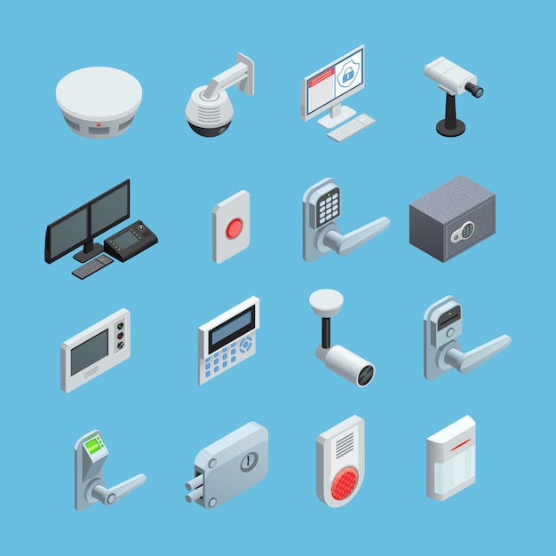 Free vector home security system elements set