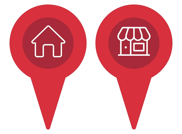 Home and shop location pins