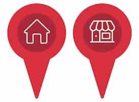 Free vector home and shop location pins