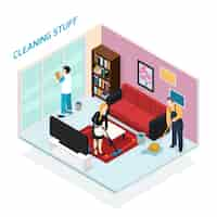 Free vector home staff isometric