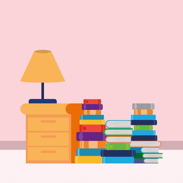 Free vector home study room with books