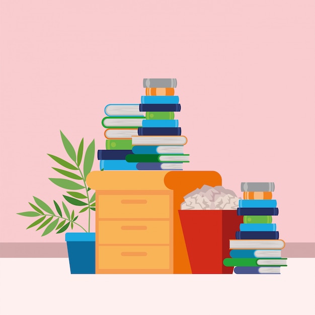 Free vector home study room with books