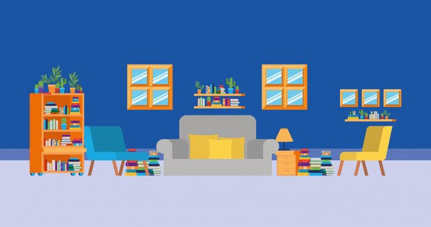 Домашний кабинет с книгами