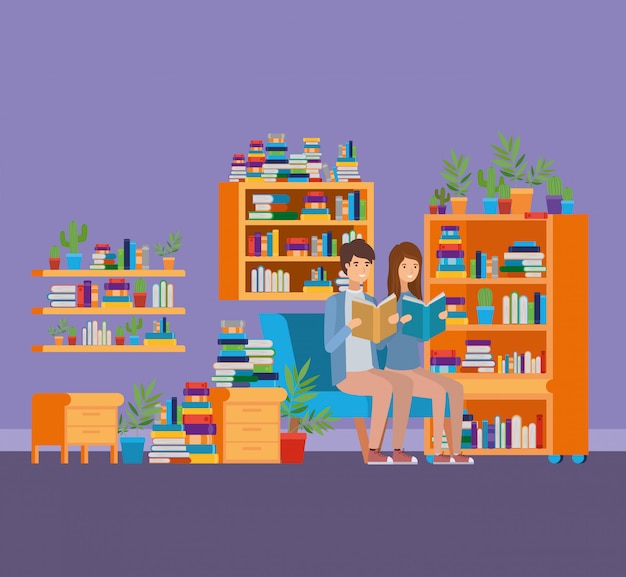 Free vector home study room with books