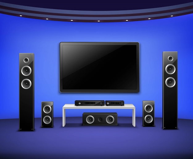 Free vector home theater realistic interior concept