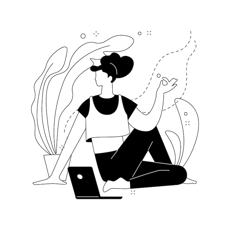 Free Vector home yoga abstract concept vector illustration home quarantine training power yoga online class relief stress mindfulness live streaming stay home social distance abstract metaphor