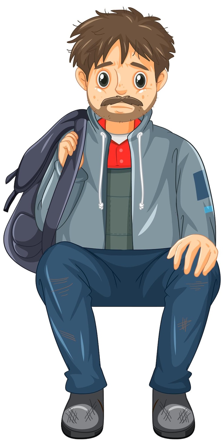Free Vector homeless man cartoon character