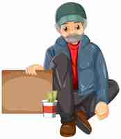 Free vector homeless old man cartoon character