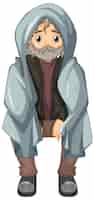 Бесплатное векторное изображение Бездомный старик мультипликационный персонаж