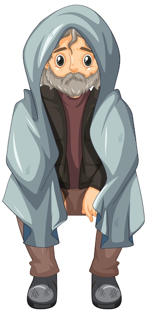 Homeless old man cartoon character