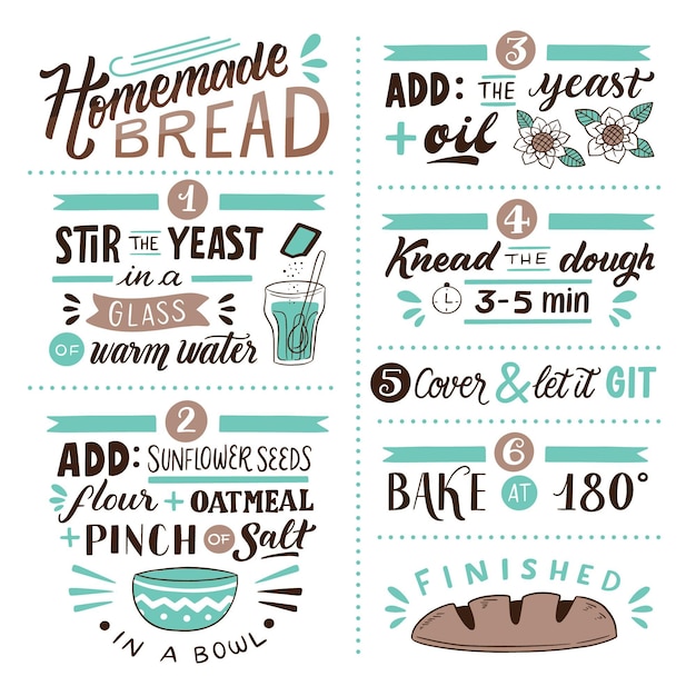 Free vector homemade bread recipe concept