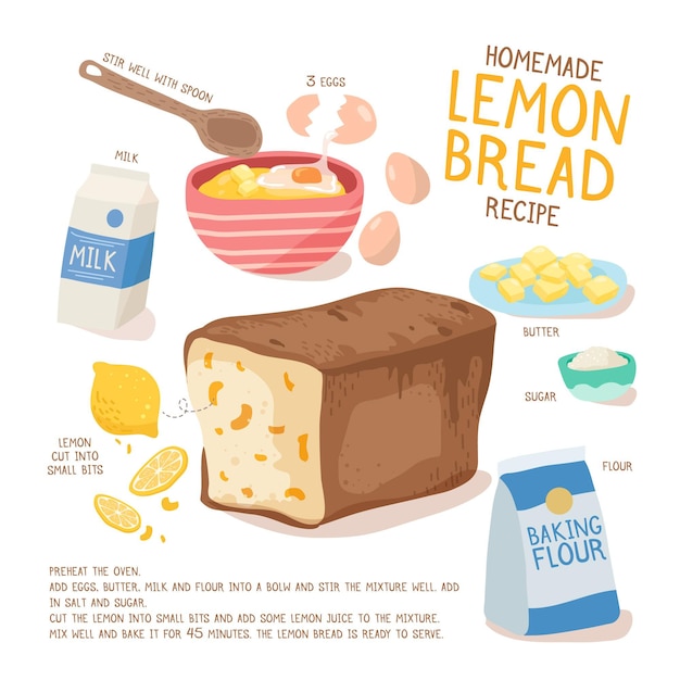 Free vector homemade bread recipe with steps