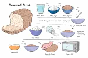 Free vector homemade bread recipe