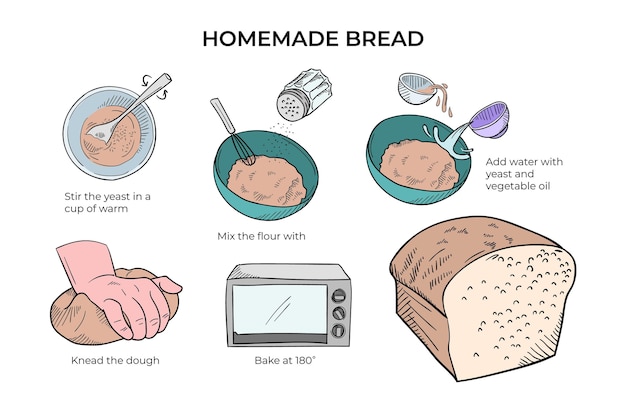 Free vector homemade bread recipe