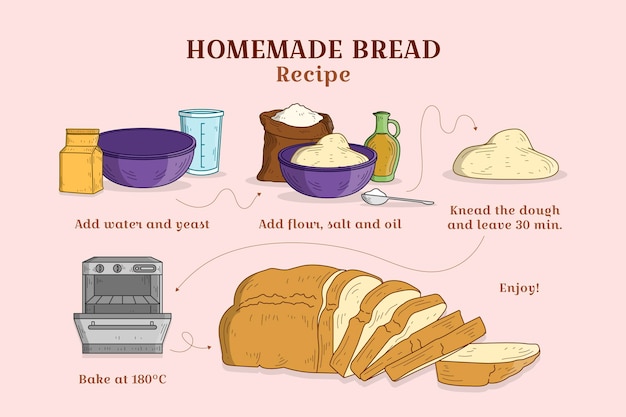 Free vector homemade bread recipe