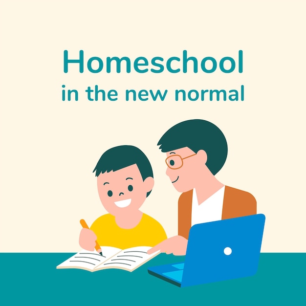 ホームスクール編集可能なテンプレートベクトルオンライン教育