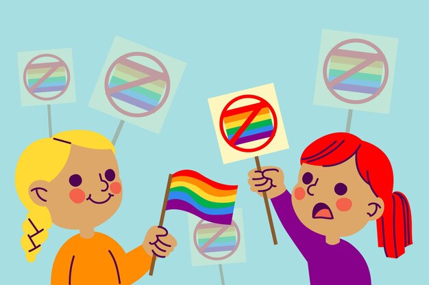 Homophobia concept with flag