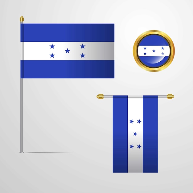 Honduras waving Flag design with badge vector