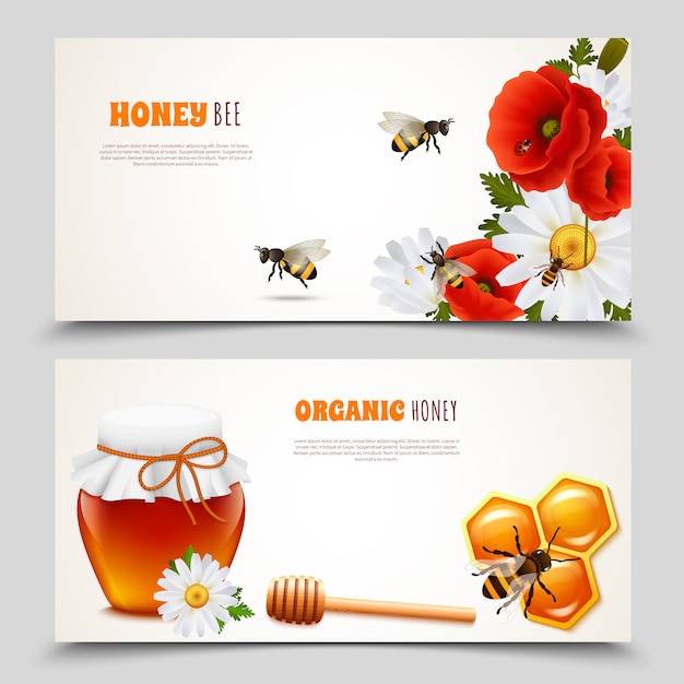 Free vector honey banner set