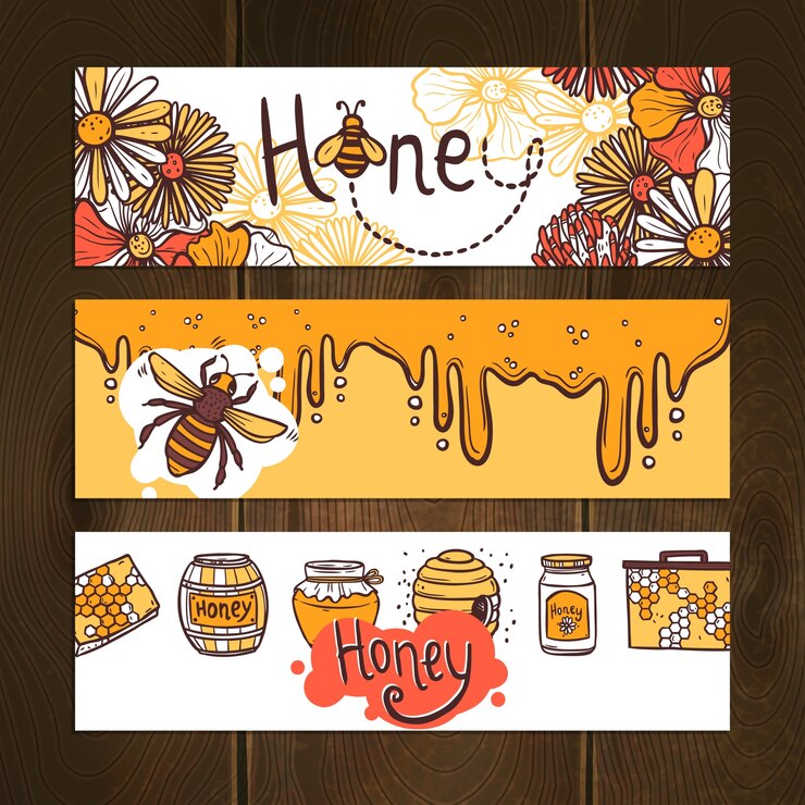 Free Vector honey banner set