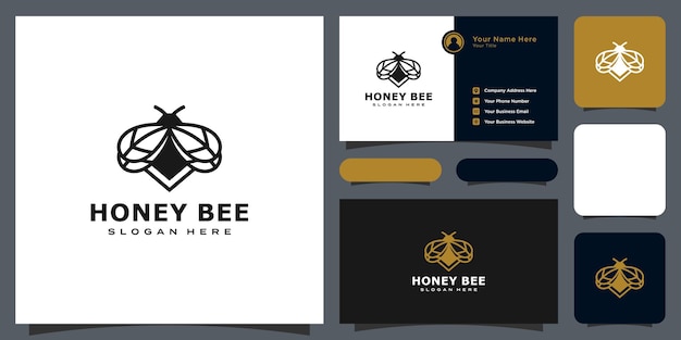 Honey bee animals logo vector design and business card