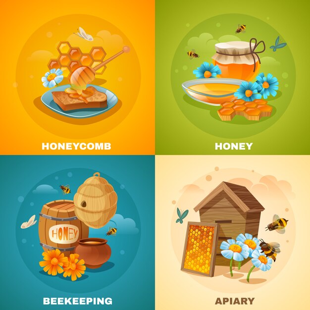 Free Vector  Bee honeycomb concept illustration