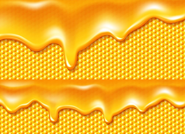 Vettore gratuito miele che gocciola alla priorità bassa dei favi delle api