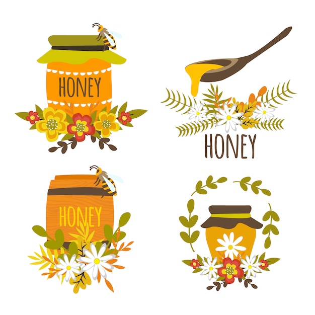 Free vector honey hand drawn compositions