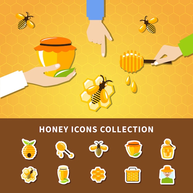 Free vector honey and hands composition