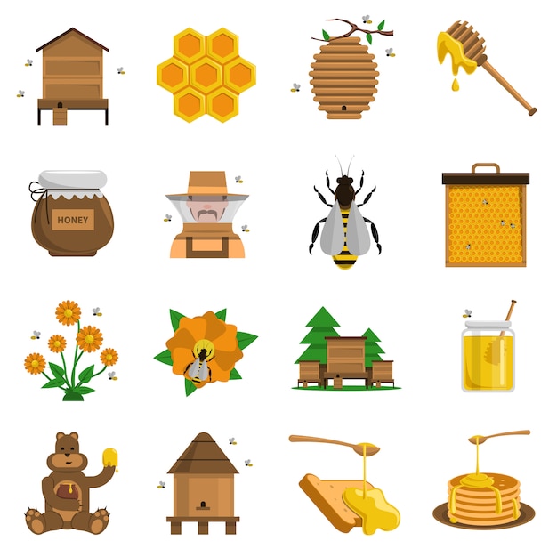 Free vector honey icons set
