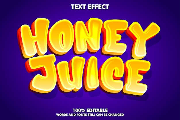 Текстовые эффекты стикера медового сока для брендинга напитков