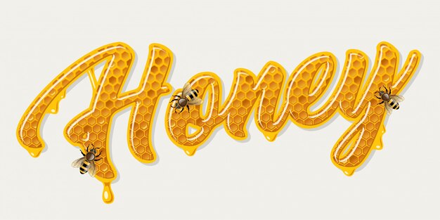 Медовая надпись с пчелами