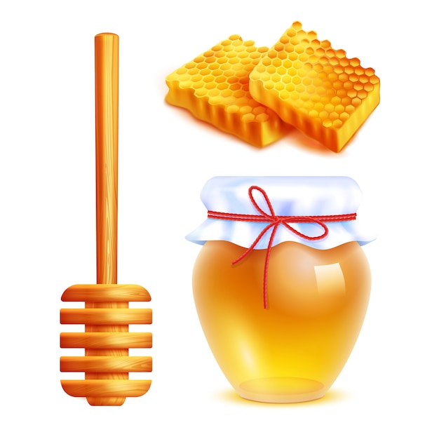 Honey realistic icons set