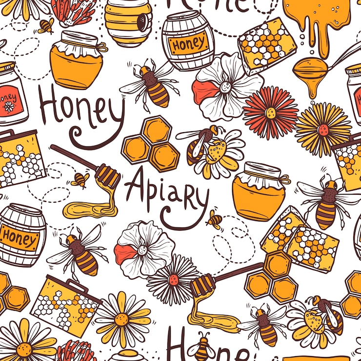 Free Vector honey seamless pattern