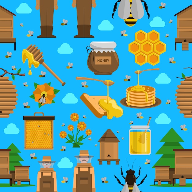 Vettore gratuito honey seamless pattern