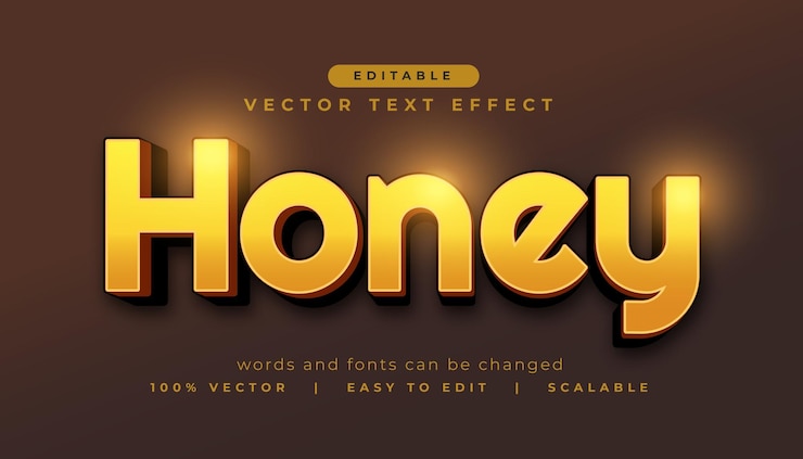 무료 Vector 텍스트 효과 편집 가능한 글은 황금색입니다.